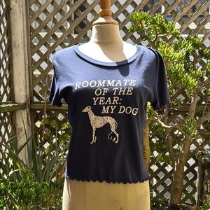 WILDFOX Navy Blue Cotton Dog Lover T-Shirt. Size Small. NWT